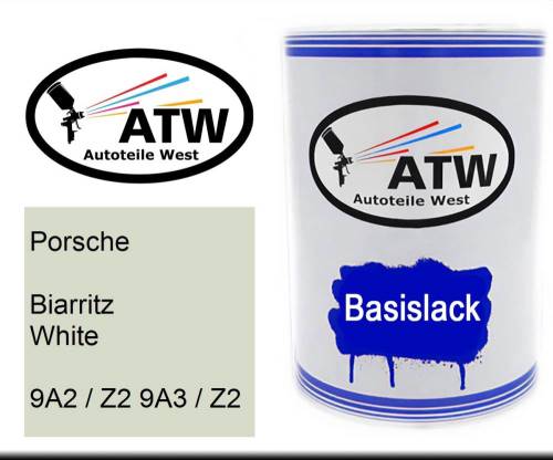 Porsche, Biarritz White, 9A2 / Z2 9A3 / Z2: 500ml Lackdose, von ATW Autoteile West.